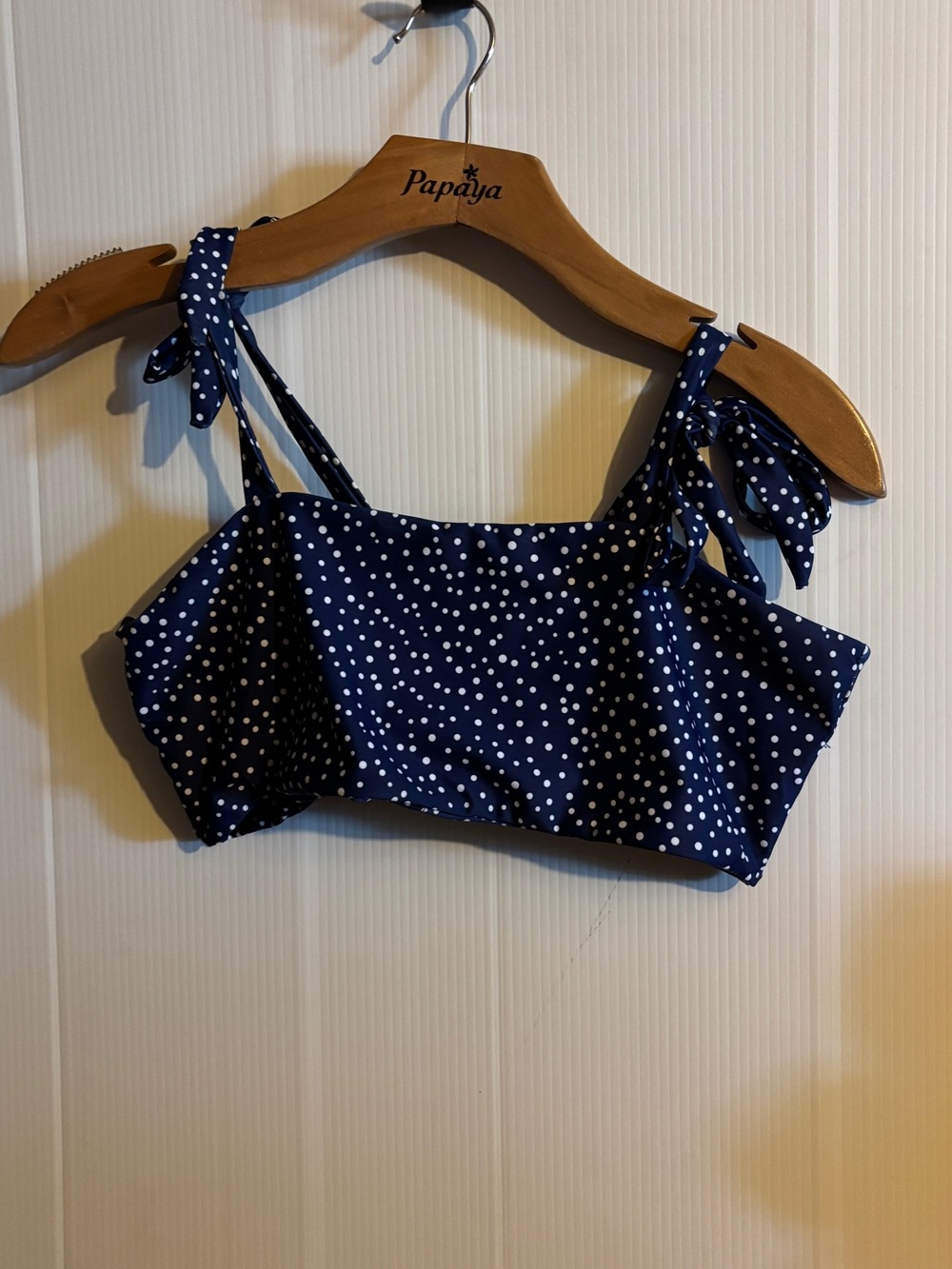 Navy Blue Polka Dot bikini top size large